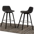 Pemberly Row Bentwood Bar Stools 2pc in Gray & Black Upholstery