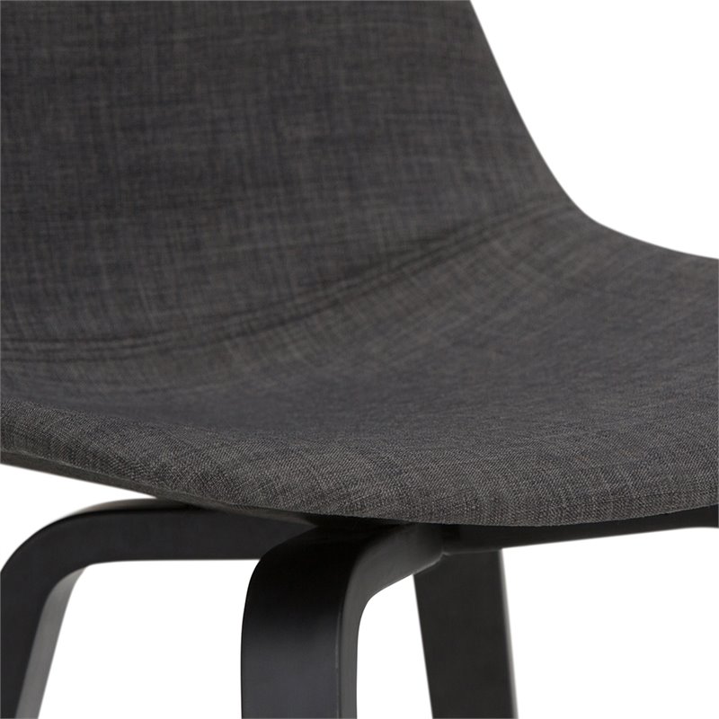 Pemberly Row Bentwood Bar Stools 2pc in Gray & Black Upholstery