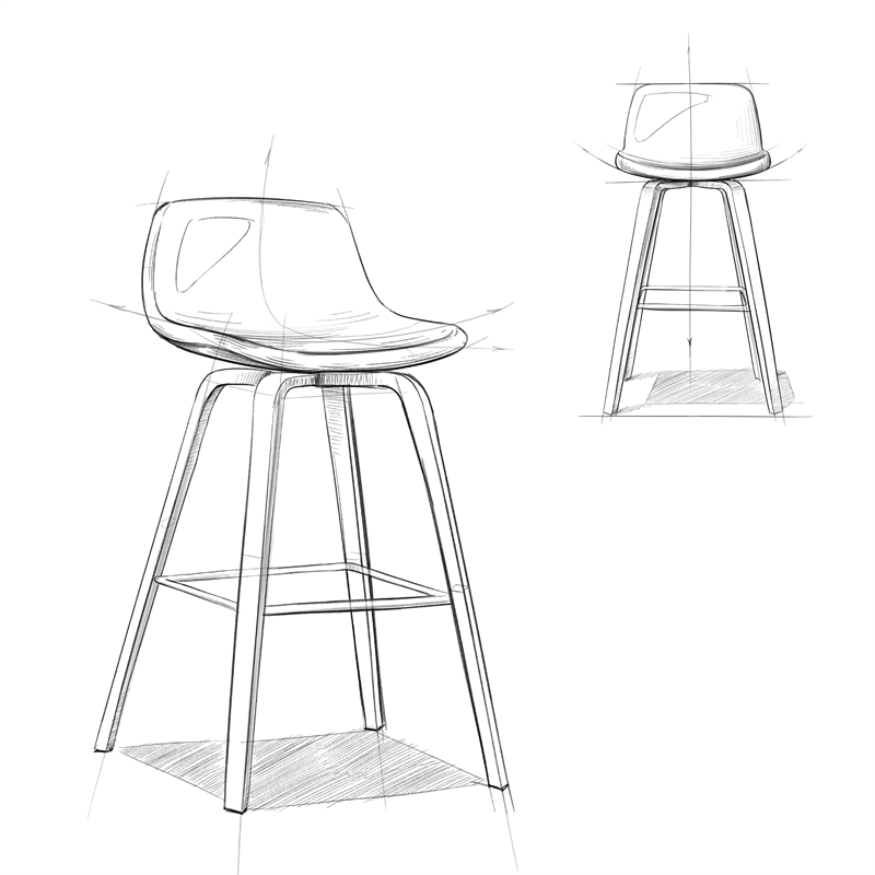 Pemberly Row Bentwood Bar Stools 2pc in Gray & Black Upholstery