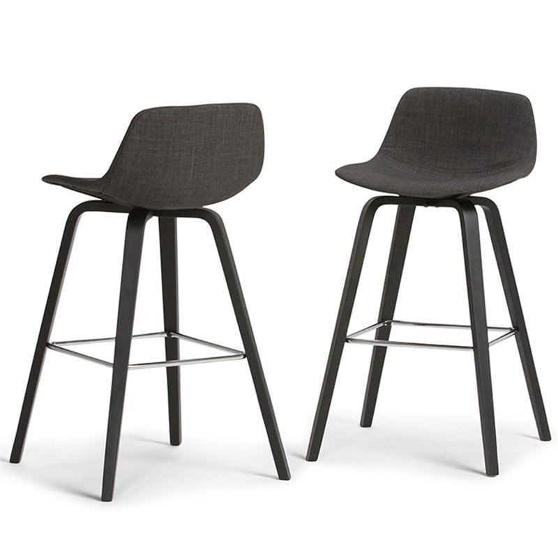 Pemberly Row Bentwood Bar Stools 2pc in Gray & Black Upholstery