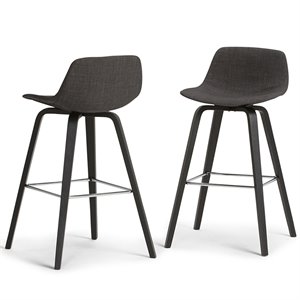Pemberly Row Bentwood Bar Stools 2pc in Gray & Black Upholstery