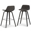 Pemberly Row Bentwood Bar Stools 2pc in Gray & Black Upholstery