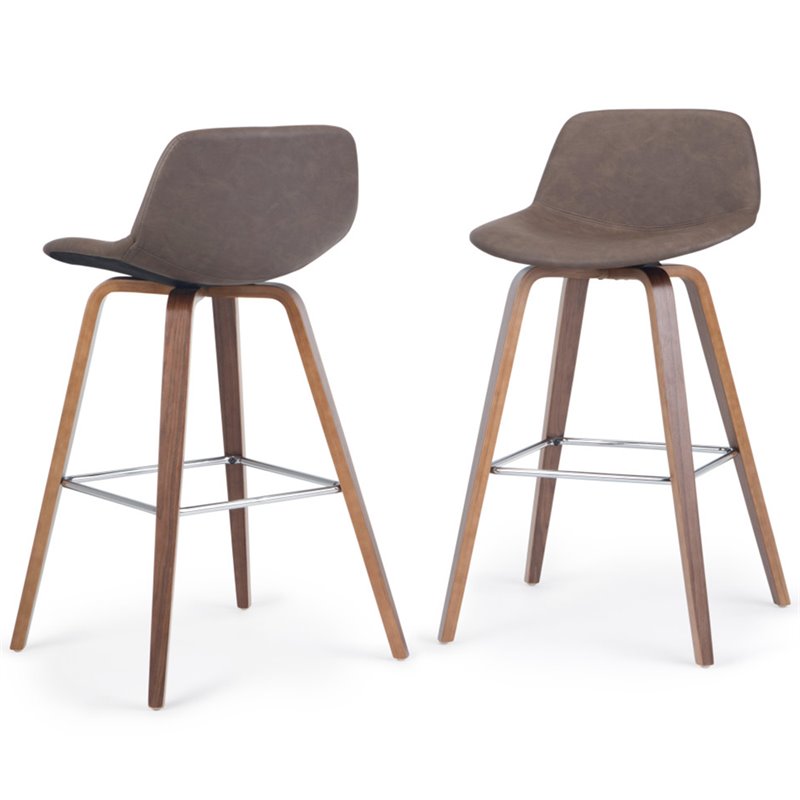 Pemberly Row Bentwood Bar Height Stool Set of 2 in Distressed Brown