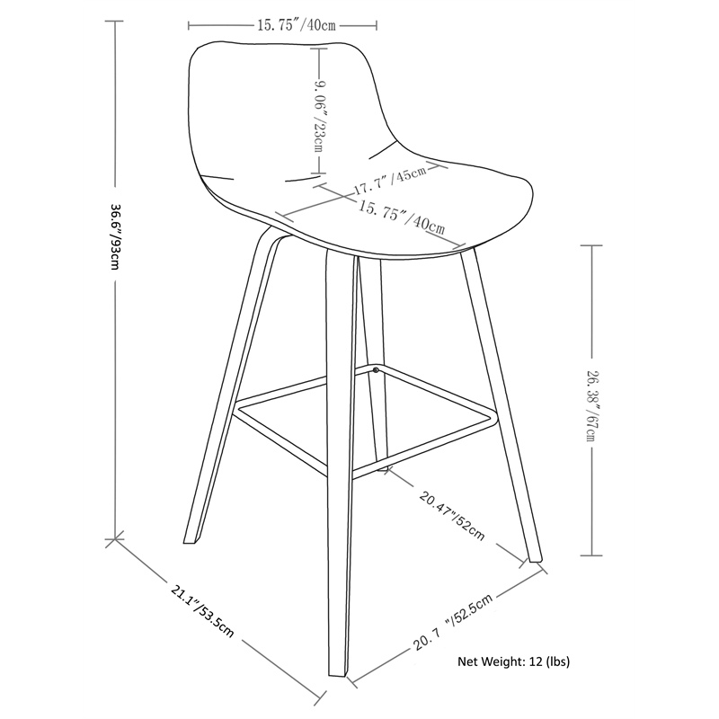 Pemberly Row Bentwood Bar Height Stool Set of 2 in Distressed Brown