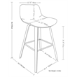 Pemberly Row Bentwood Bar Height Stool Set of 2 in Distressed Brown