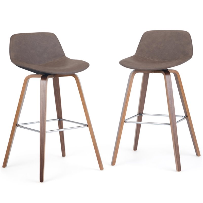 Pemberly Row Bentwood Bar Height Stool Set of 2 in Distressed Brown