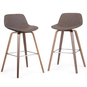 Pemberly Row Bentwood Bar Height Stool Set of 2 in Distressed Brown
