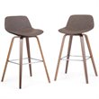 Pemberly Row Bentwood Bar Height Stool Set of 2 in Distressed Brown