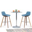 Pemberly Row Bentwood Bar Stool Set of 2 in Medium Blue Linen Fabric