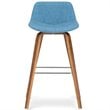 Pemberly Row Bentwood Bar Stool Set of 2 in Medium Blue Linen Fabric