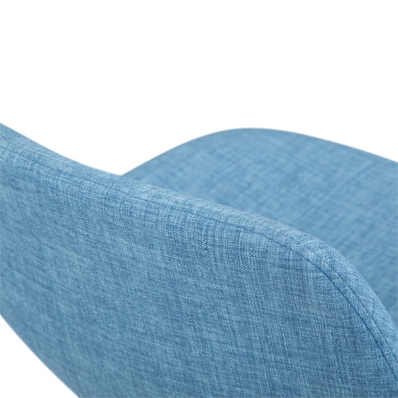 Pemberly Row Bentwood Bar Stool Set of 2 in Medium Blue Linen Fabric