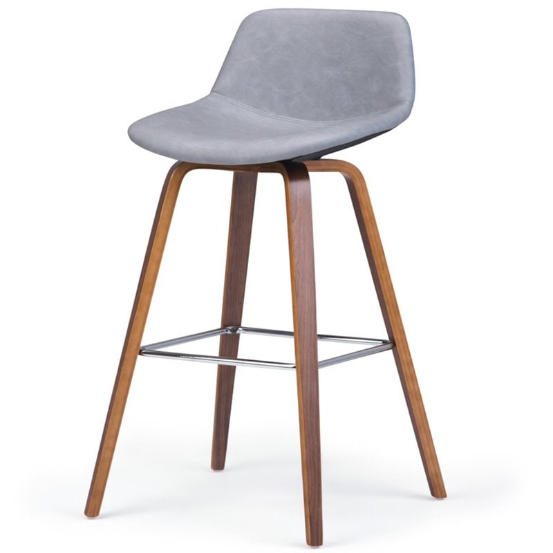 Pemberly Row Bentwood Bar Stool Set of 2 in Stone Grey Fabric