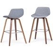Pemberly Row Bentwood Bar Stool Set of 2 in Stone Grey Fabric