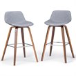 Pemberly Row Bentwood Bar Stool Set of 2 in Stone Grey Fabric