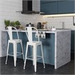 Pemberly Row 30 in Industrial Metal Bar Stools in White Set of 2
