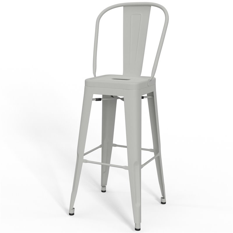 Pemberly Row 30 in Industrial Metal Bar Stools in White Set of 2