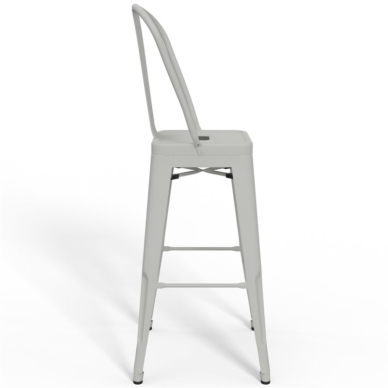 Pemberly Row 30 in Industrial Metal Bar Stools in White Set of 2