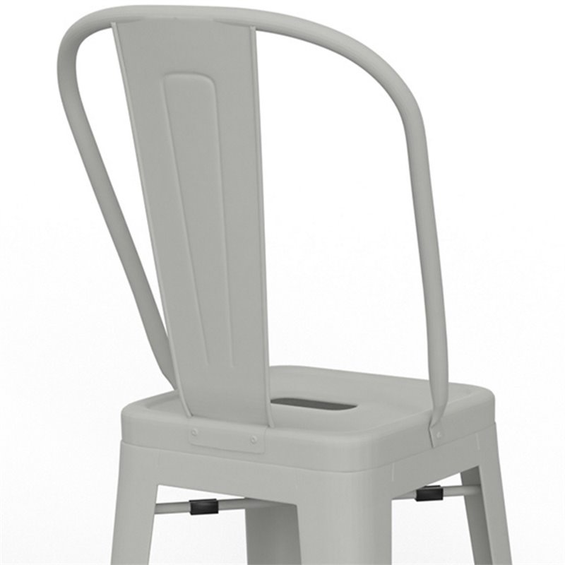 Pemberly Row 30 in Industrial Metal Bar Stools in White Set of 2