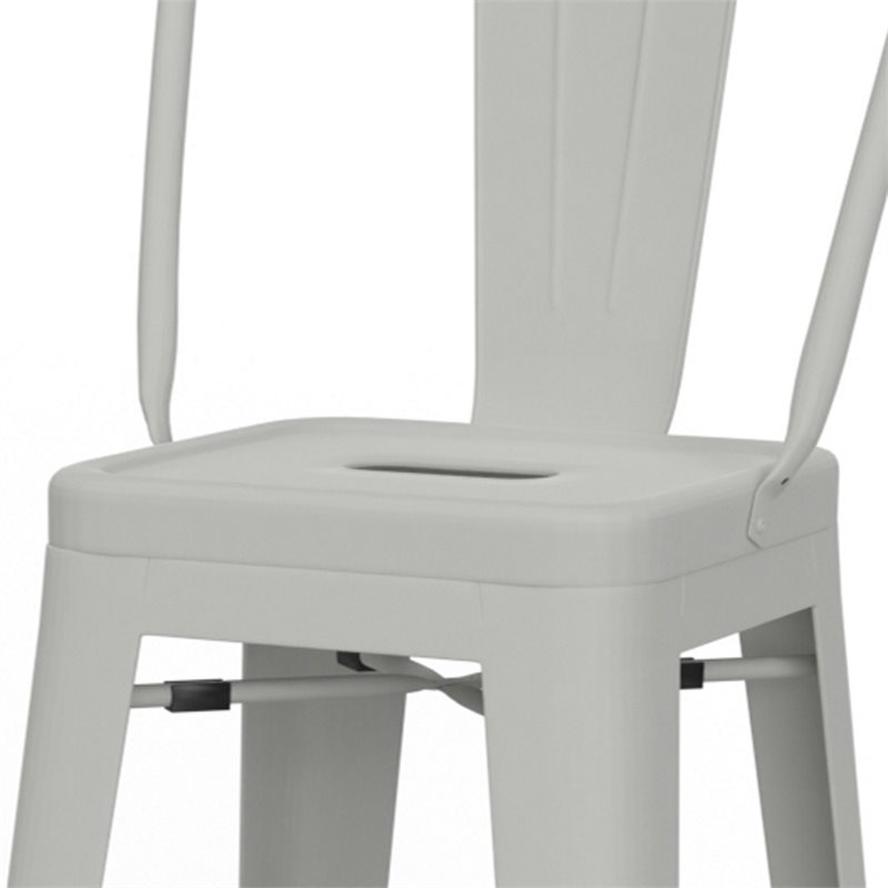 Pemberly Row 30 in Industrial Metal Bar Stools in White Set of 2
