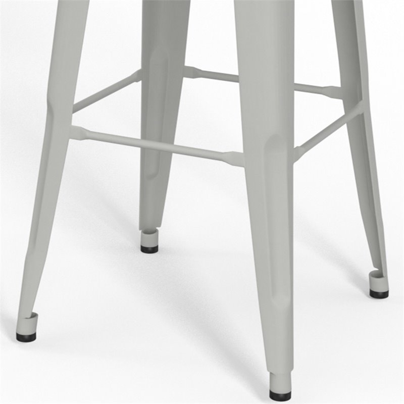Pemberly Row 30 in Industrial Metal Bar Stools in White Set of 2