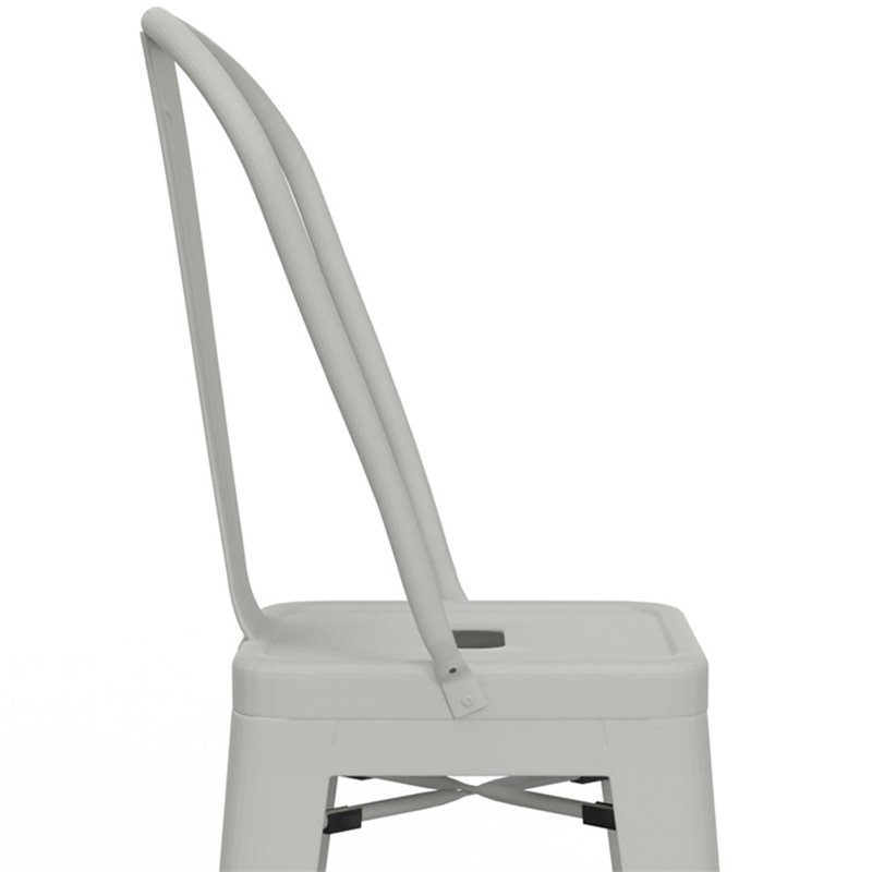 Pemberly Row 30 in Industrial Metal Bar Stools in White Set of 2