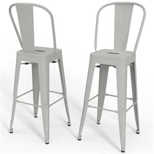 Pemberly Row 30 in Industrial Metal Bar Stools in White Set of 2