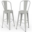 Pemberly Row 30 in Industrial Metal Bar Stools in White Set of 2