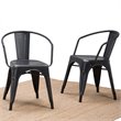 Pemberly Row Metal Dining Arm Chair Set of 2 in Distressed Black & Silver