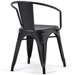 Pemberly Row Metal Dining Arm Chair Set of 2 in Distressed Black & Silver