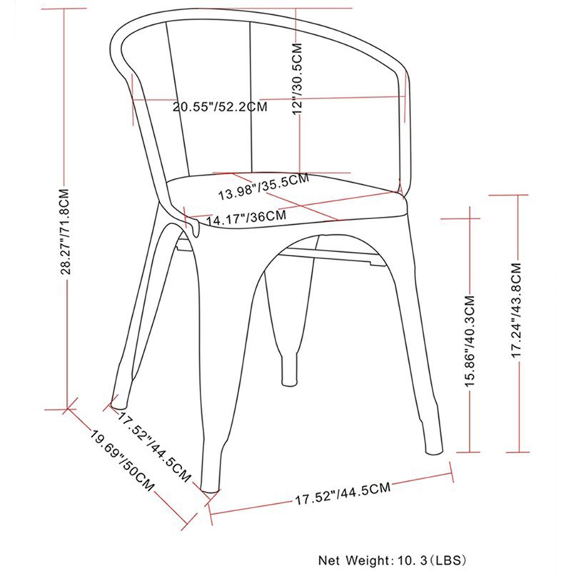 Pemberly Row Metal Dining Arm Chair Set of 2 in Distressed Black & Silver