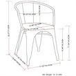 Pemberly Row Metal Dining Arm Chair Set of 2 in Distressed Black & Silver