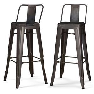 Pemberly Row 30&quot Industrial Metal Bar Stool in Gun Metal Gray (Set of 2)