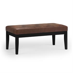 Pemberly Row 41&quot Tufted Ottoman Bench in Distressed Chestnut Brown Vegan Leather