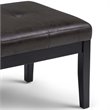 Pemberly Row Tufted Faux Leather Ottoman Bench in Black Distressed Finish