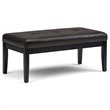 Pemberly Row Tufted Faux Leather Ottoman Bench in Black Distressed Finish