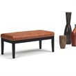 Pemberly Row Tufted Vegan Leather Ottoman Bench in Saddle Brown Finish