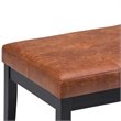 Pemberly Row Tufted Vegan Leather Ottoman Bench in Saddle Brown Finish