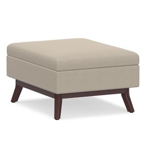 Pemberly Row 34&quot Linen Look Fabric Coffee Table Ottoman in Natural