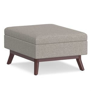 Pemberly Row Rectangle Storage Ottoman in Cloud Grey Polyester Fabric