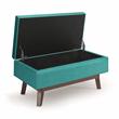 Pemberly Row 36in. Storage Ottoman in Aqua Blue Velvet Fabric