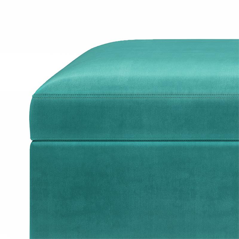 Pemberly Row 36in. Storage Ottoman in Aqua Blue Velvet Fabric