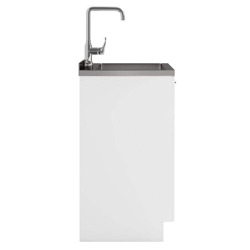 Pemberly Row 24 in Laundry Utility Sink Cabinet in White with High Faucet