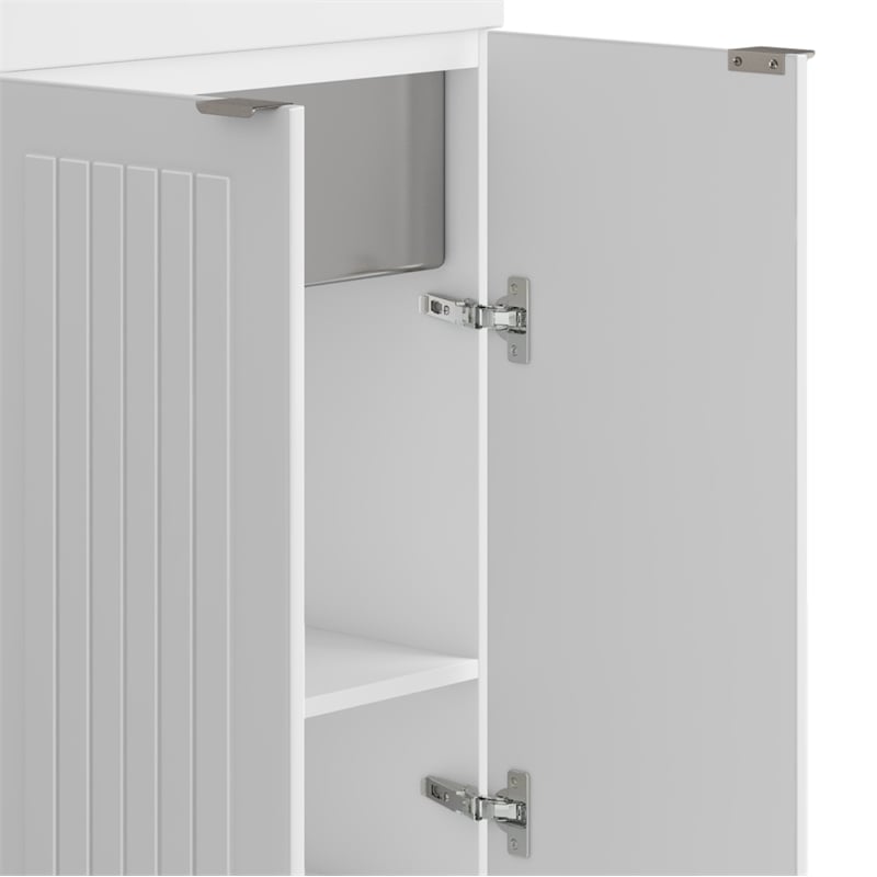 Pemberly Row 24 in Laundry Utility Sink Cabinet in White with High Faucet