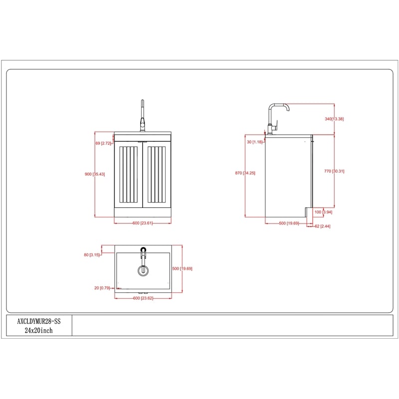 Pemberly Row 24 in Laundry Utility Sink Cabinet in White with High Faucet