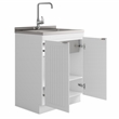 Pemberly Row 28 in White Laundry Sink Cabinet with High Arch Faucet