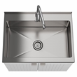 Pemberly Row 28 in White Laundry Sink Cabinet with High Arch Faucet