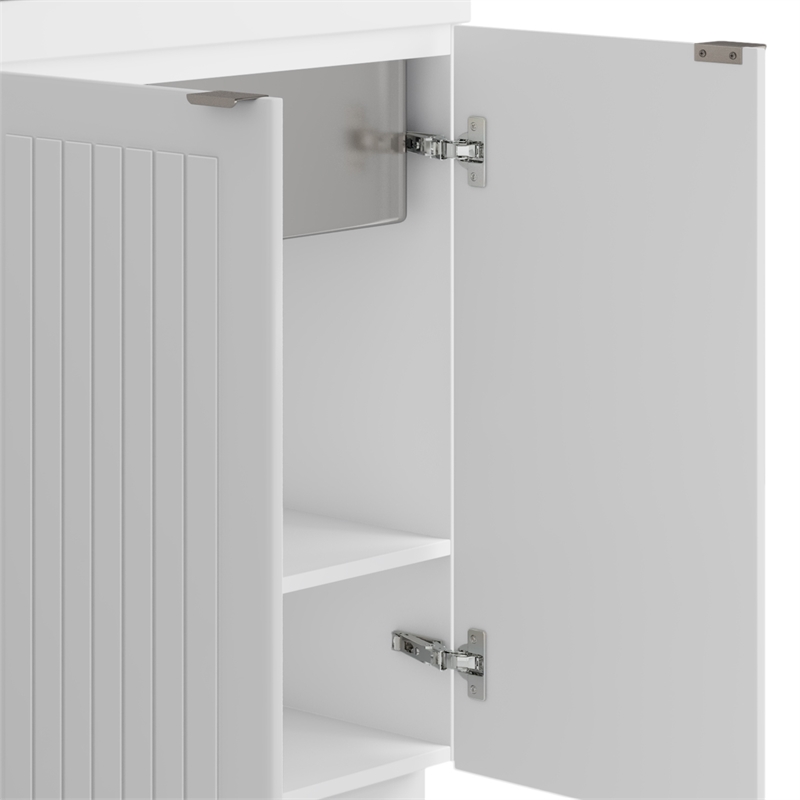 Pemberly Row 28 in White Laundry Sink Cabinet with High Arch Faucet