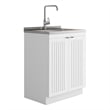 Pemberly Row 28 in White Laundry Sink Cabinet with High Arch Faucet