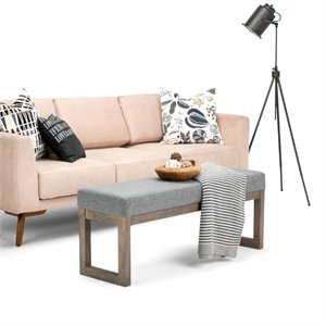 Pemberly Row 44&quot Gray Linen-Look Large Ottoman Bench