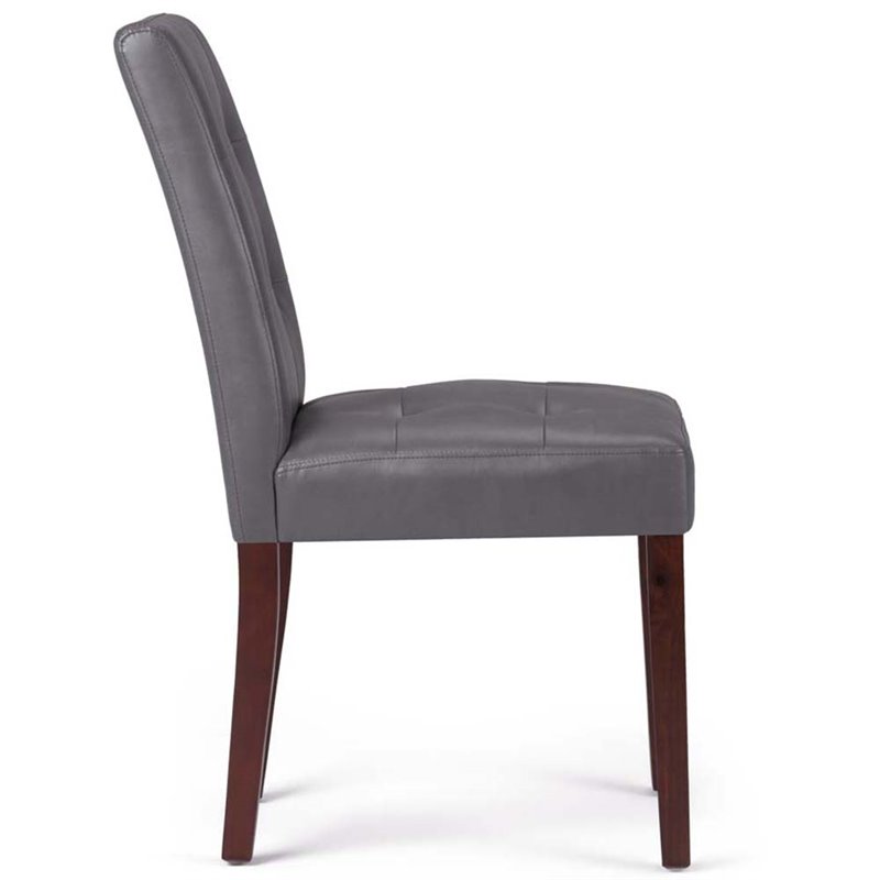 Pemberly Row Dining Chair in Stone Gray Faux Leather (Set of 2)